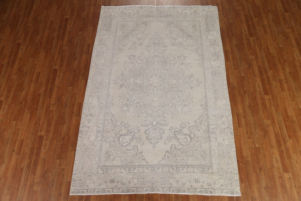 Distressed Muted Tabriz Persian Area Rug 6x9