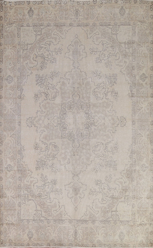 Muted Distressed Tabriz Persian Area Rug 7x9