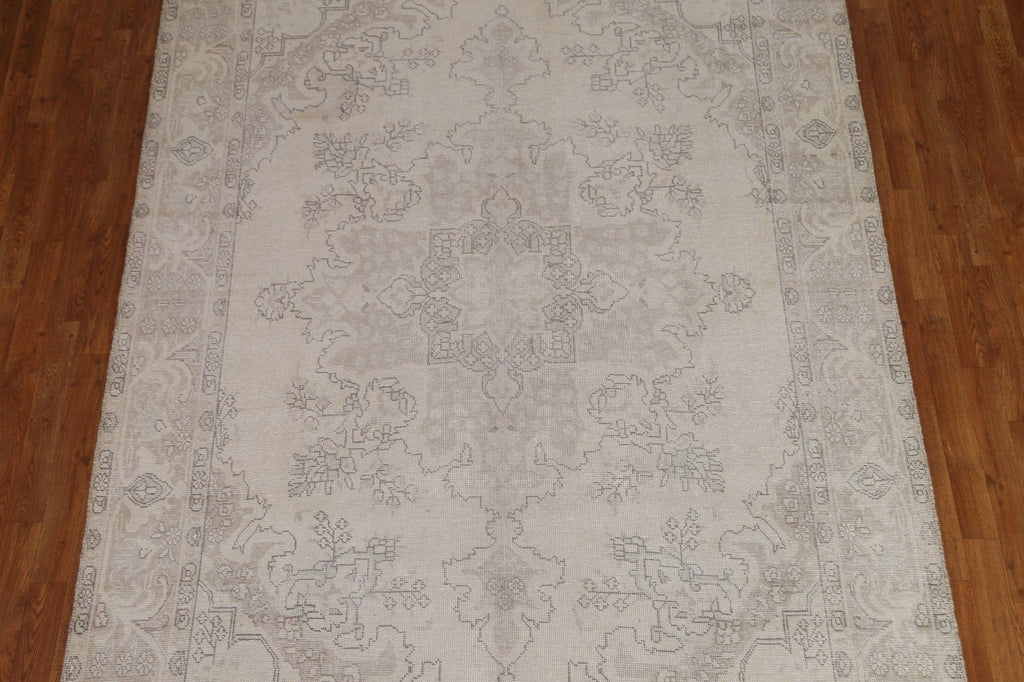 Muted Distressed Tabriz Persian Area Rug 7x9