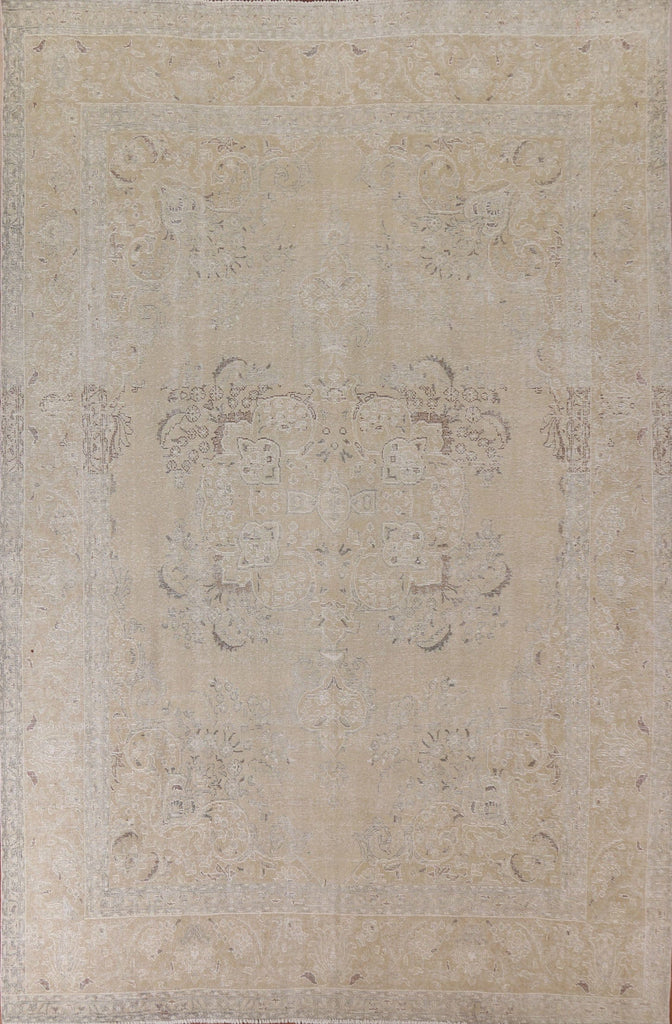 Distressed Muted Tabriz Persian Area Rug 10x12