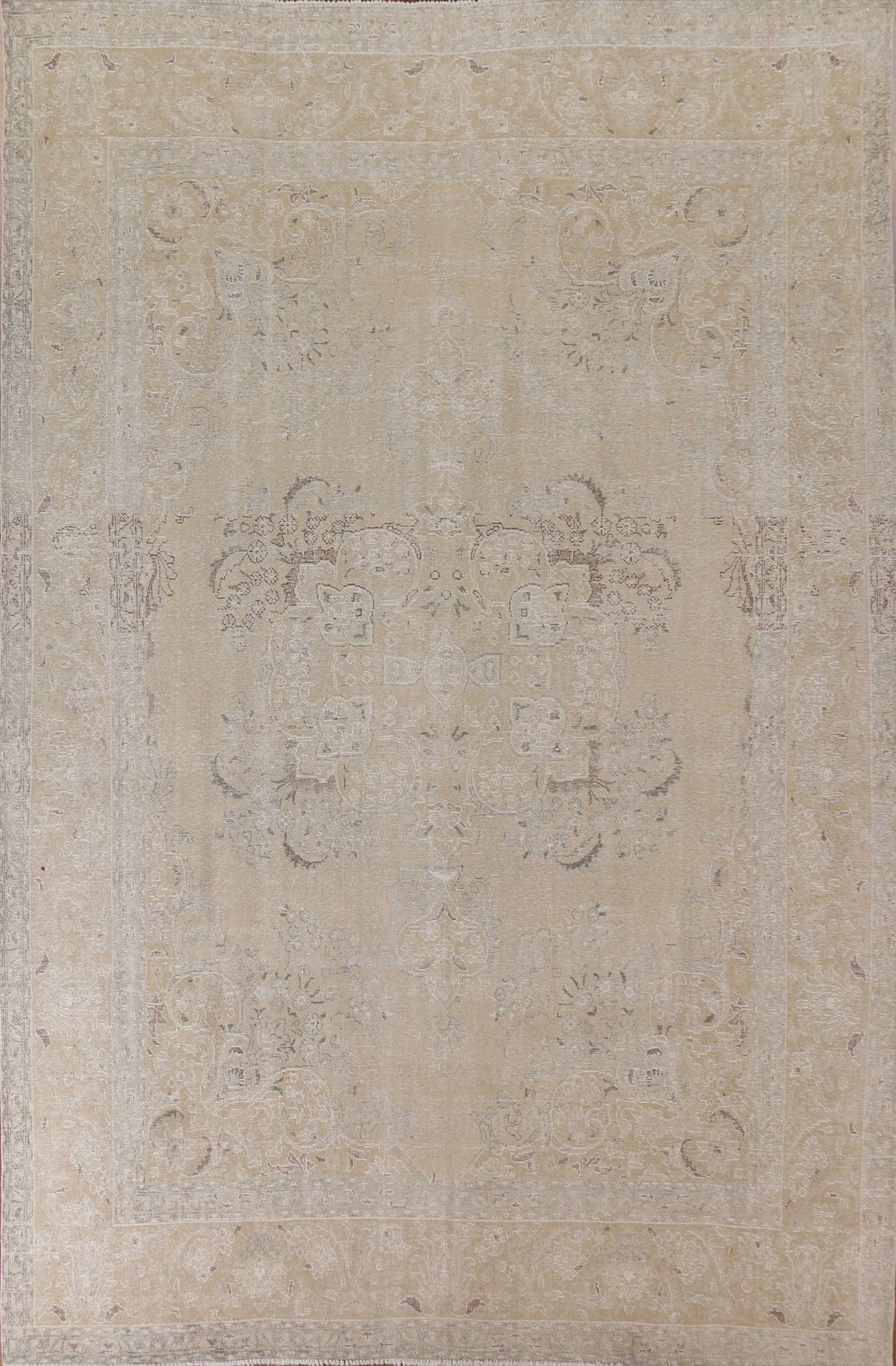 Distressed Muted Tabriz Persian Area Rug 10x12