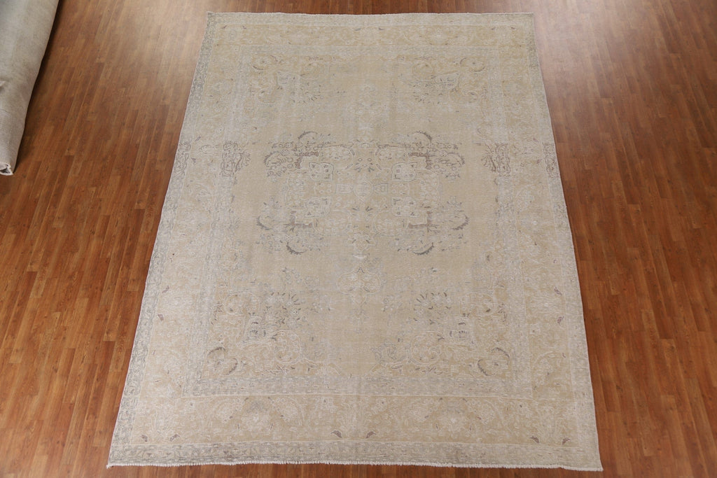 Distressed Muted Tabriz Persian Area Rug 10x12