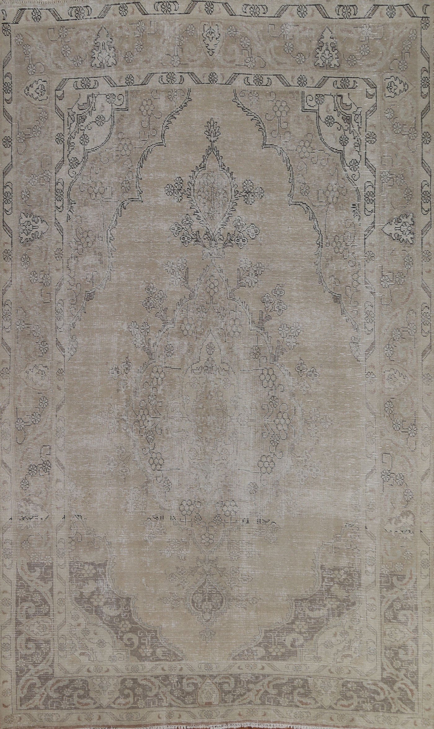 Distressed Muted Tabriz Persian Area Rug 7x10