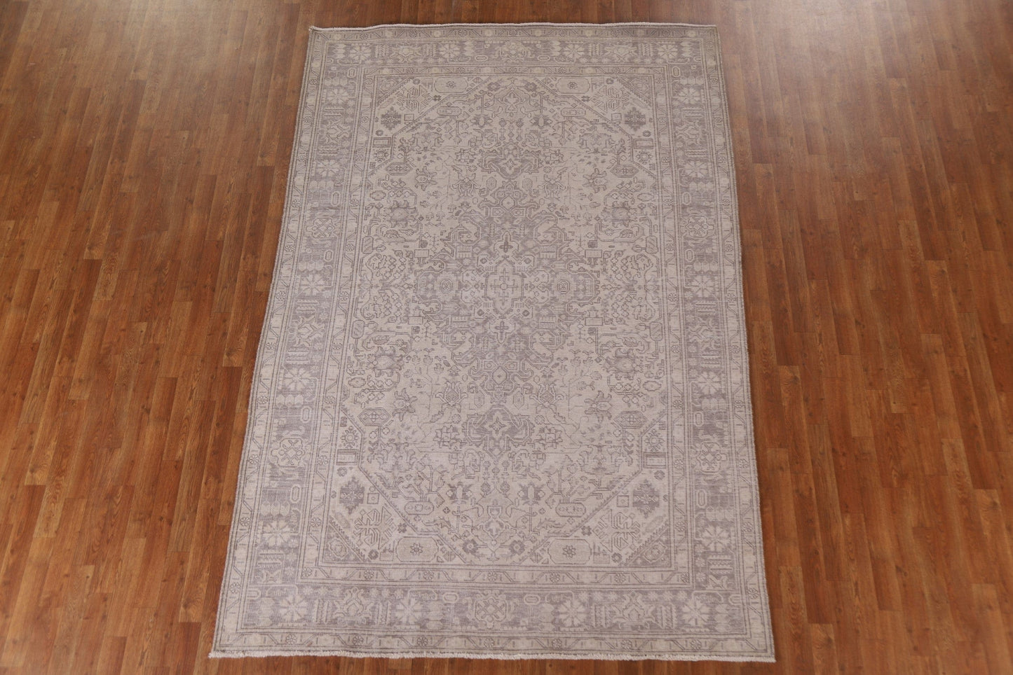 Distressed Geometric Tabriz Persian Area Rug 6x10