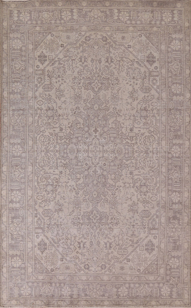 Distressed Geometric Tabriz Persian Area Rug 6x10