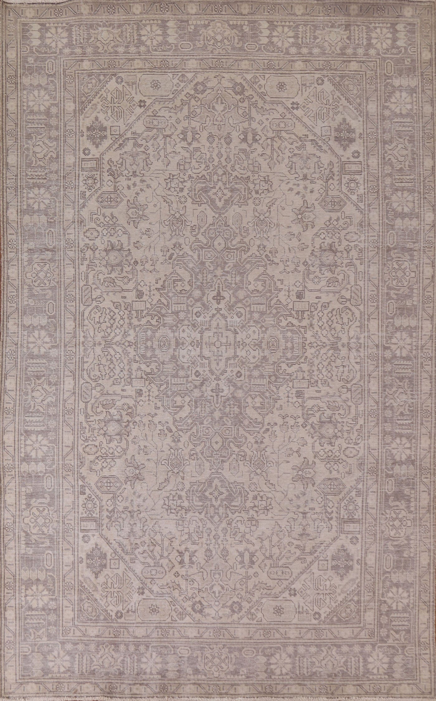 Distressed Geometric Tabriz Persian Area Rug 6x10