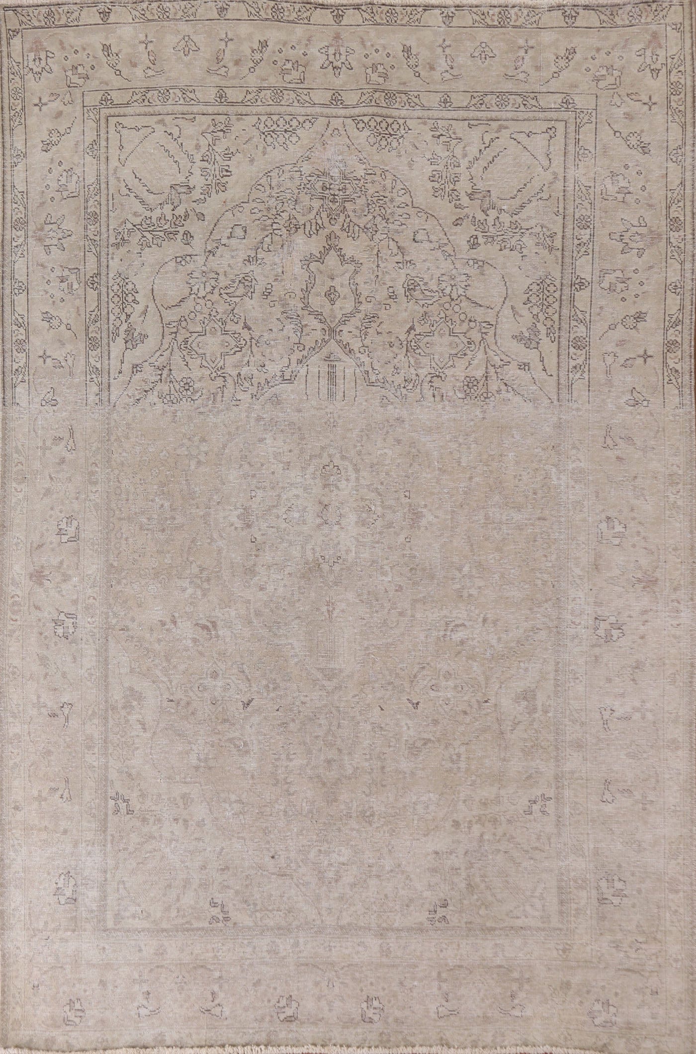 Muted Distressed Tabriz Persian Area Rug 7x9