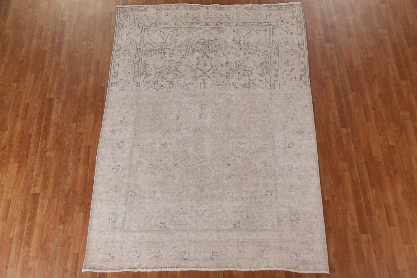 Muted Distressed Tabriz Persian Area Rug 7x9