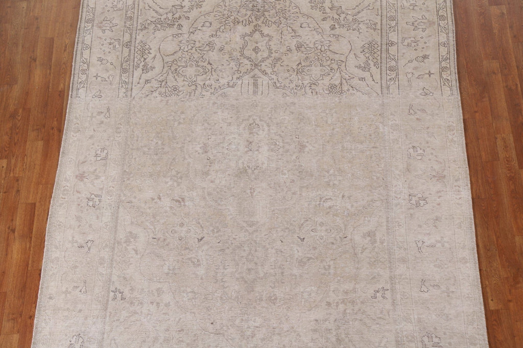 Muted Distressed Tabriz Persian Area Rug 7x9