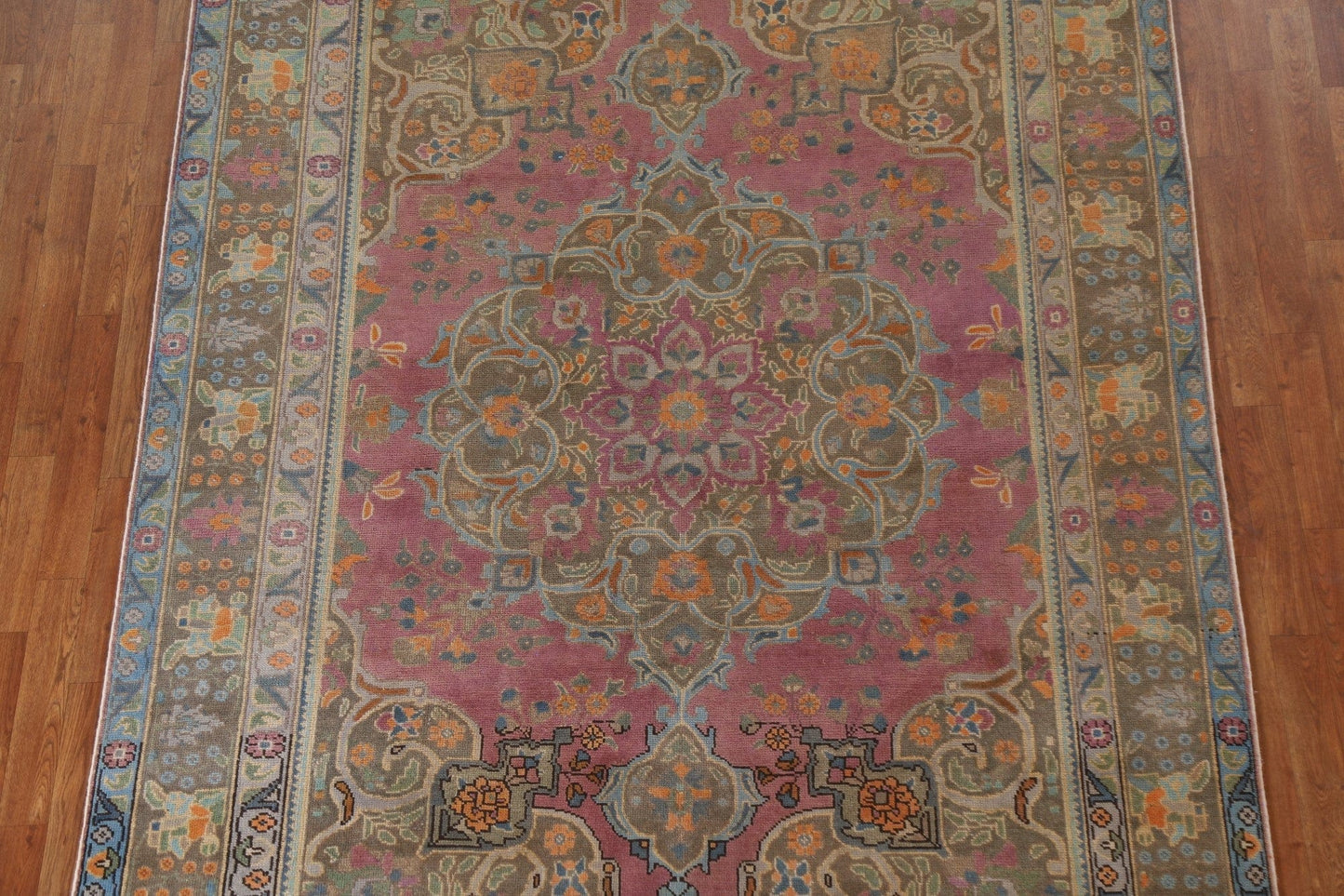 Distressed Over-Dyed Tabriz Persian Area Rug 7x9