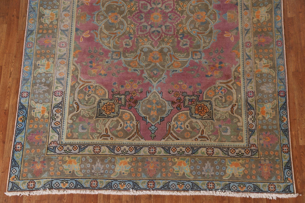 Distressed Over-Dyed Tabriz Persian Area Rug 7x9