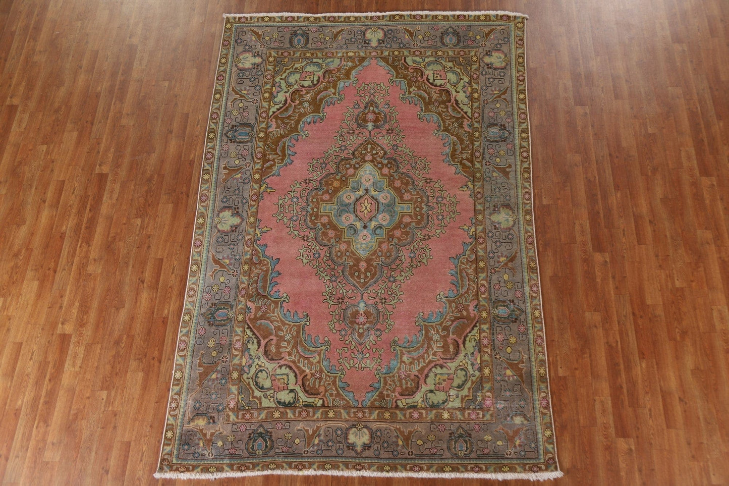 Distressed Over-Dyed Tabriz Persian Area Rug 6x10