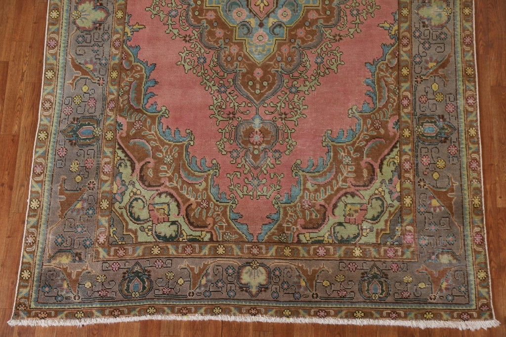 Distressed Over-Dyed Tabriz Persian Area Rug 6x10