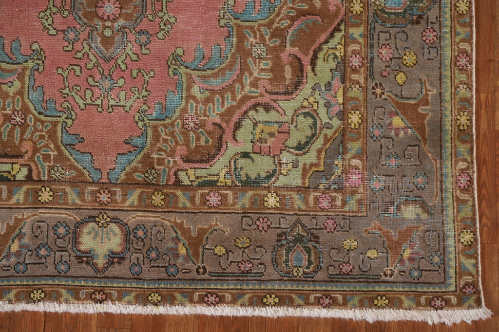 Distressed Over-Dyed Tabriz Persian Area Rug 6x10