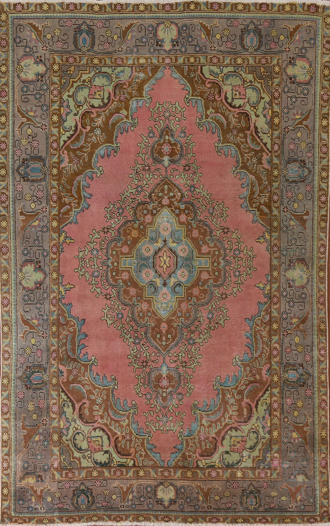 Distressed Over-Dyed Tabriz Persian Area Rug 6x10