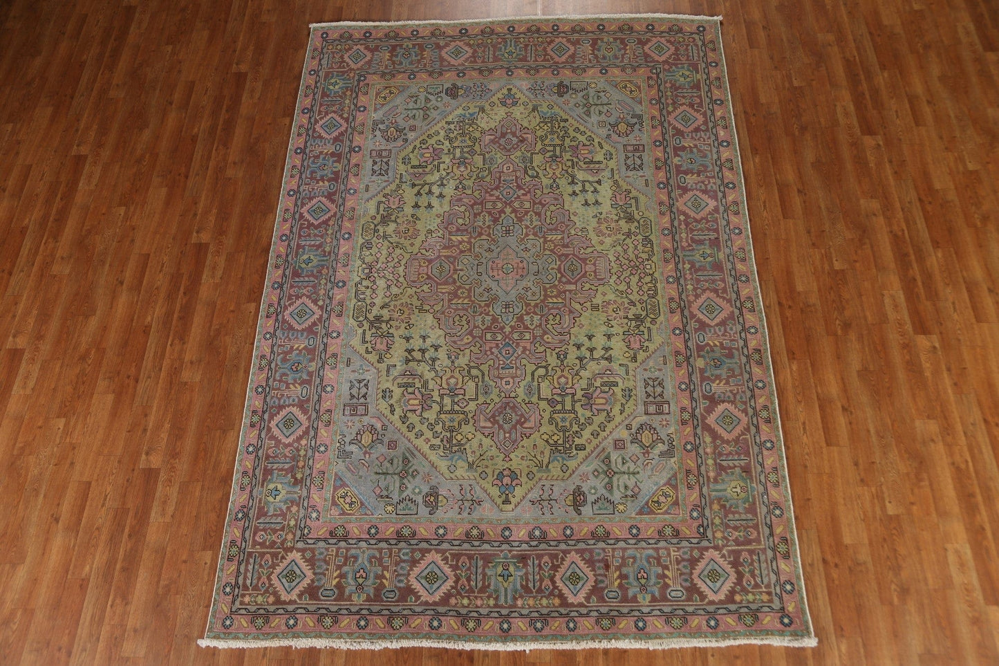 Distressed Over-Dyed Tabriz Persian Area Rug 7x10