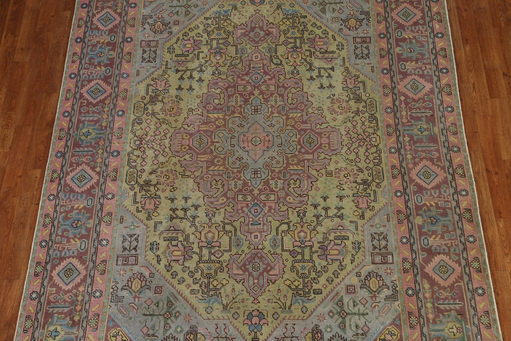 Distressed Over-Dyed Tabriz Persian Area Rug 7x10