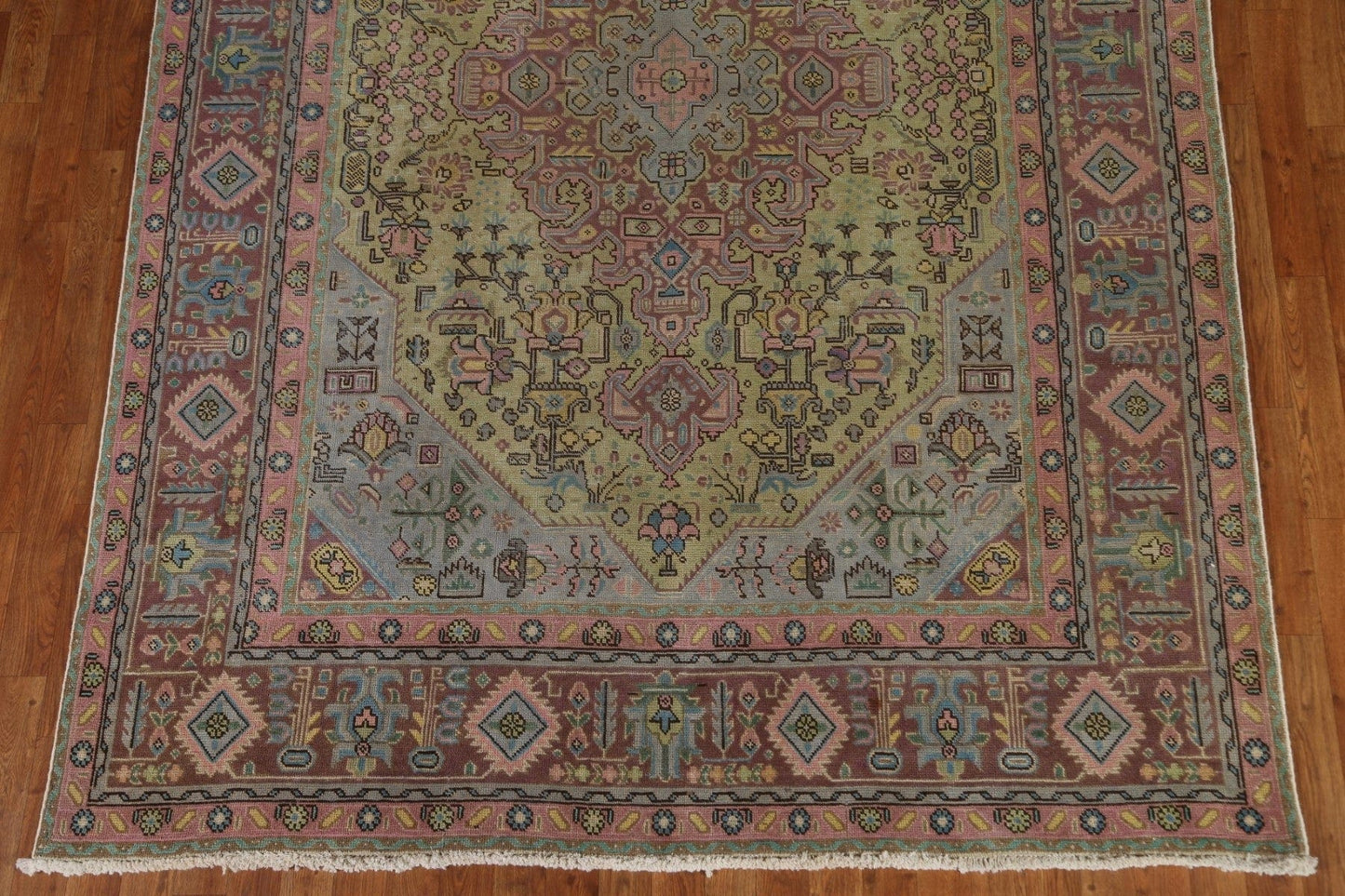 Distressed Over-Dyed Tabriz Persian Area Rug 7x10