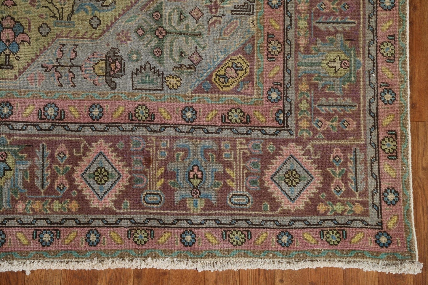 Distressed Over-Dyed Tabriz Persian Area Rug 7x10