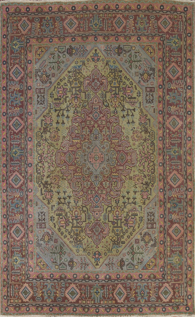 Distressed Over-Dyed Tabriz Persian Area Rug 7x10