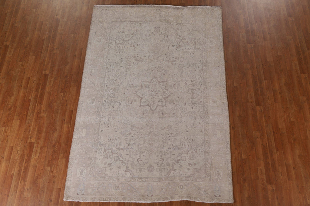 Distressed Wool Tabriz Persian Area Rug 7x10