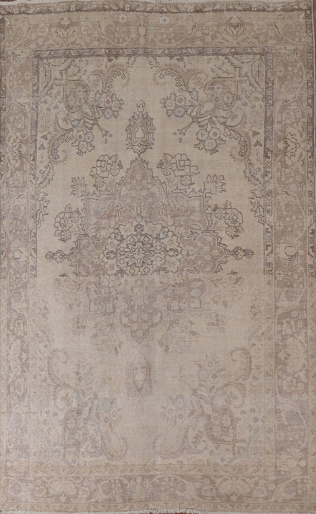 Distressed Wool Tabriz Persian Area Rug 6x10