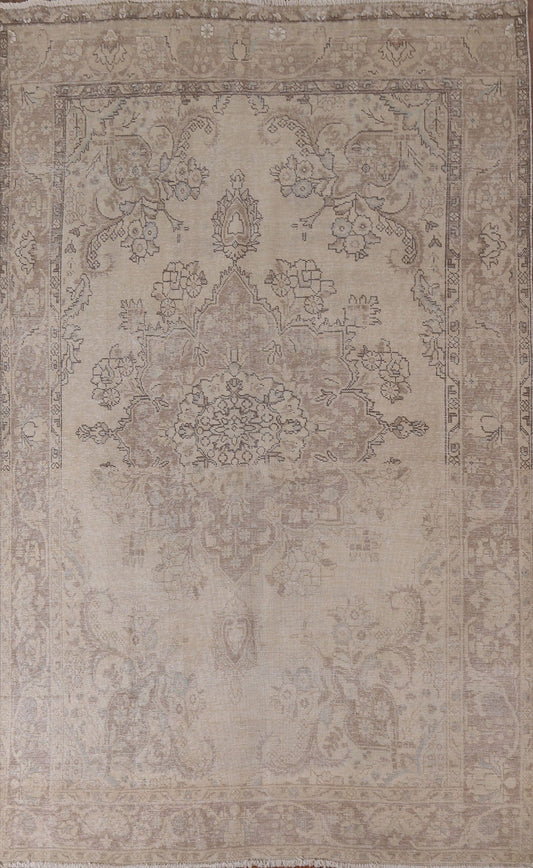 Distressed Wool Tabriz Persian Area Rug 6x10