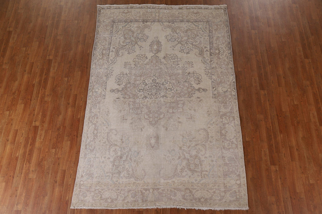 Distressed Wool Tabriz Persian Area Rug 6x10