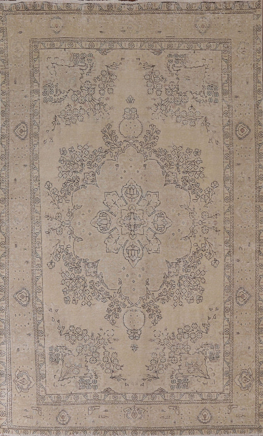 Distressed Tabriz Persian Area Rug 7x10