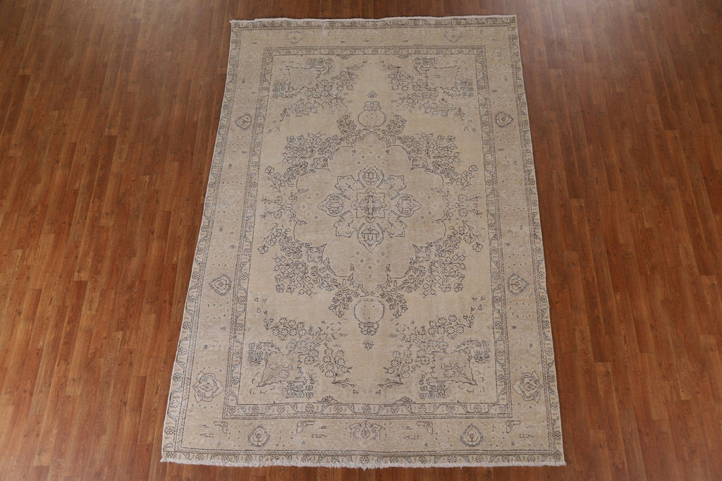 Distressed Tabriz Persian Area Rug 7x10