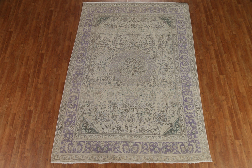 Distressed Tabriz Persian Area Rug 7x9