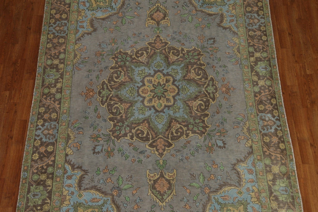 Distressed Over-Dyed Tabriz Persian Area Rug 6x9