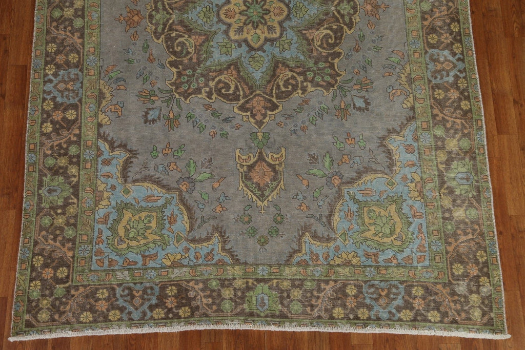 Distressed Over-Dyed Tabriz Persian Area Rug 6x9