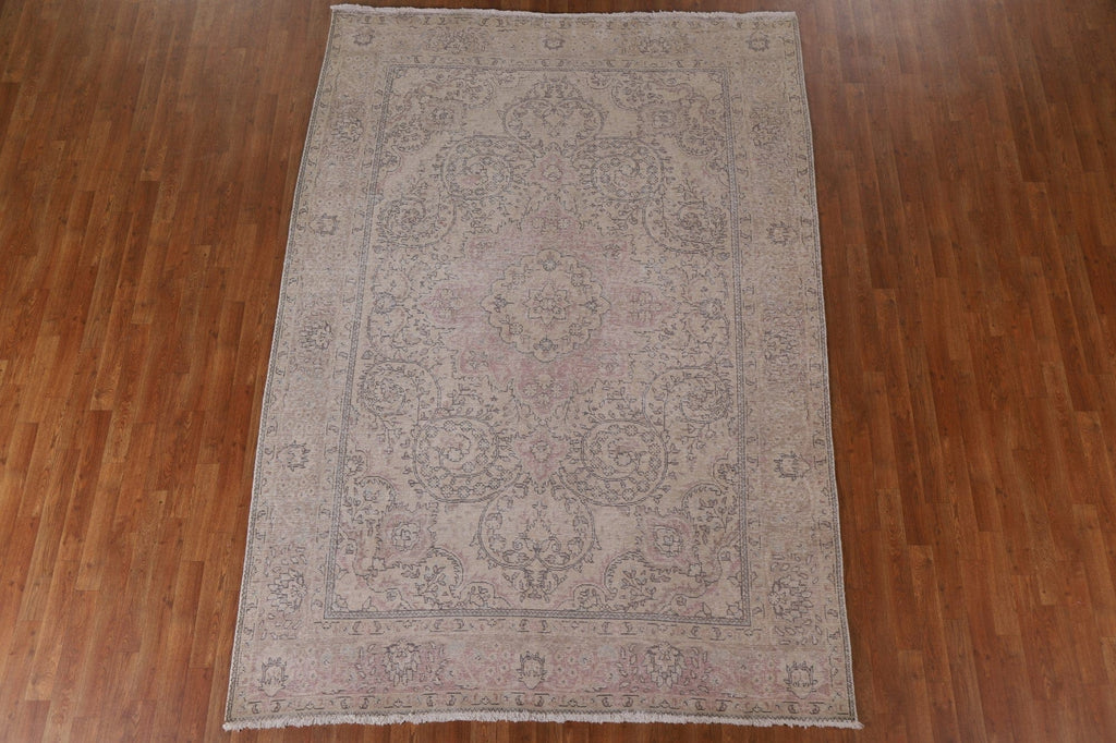 Distressed Tabriz Persian Area Rug 7x10