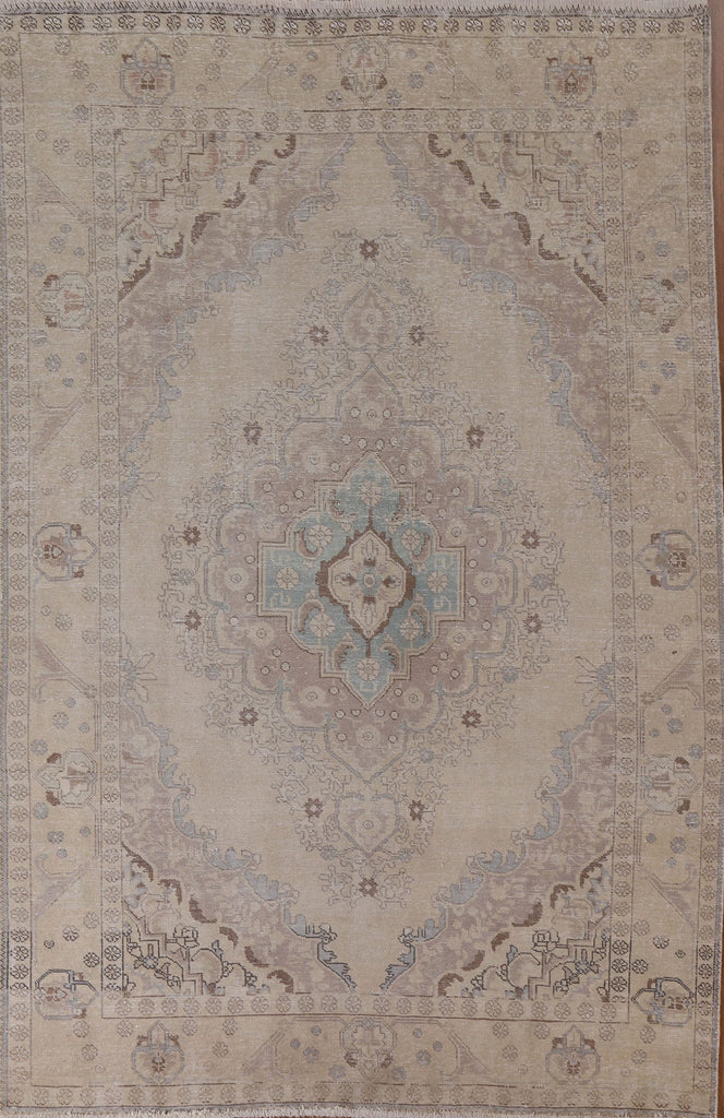 Distressed Tabriz Persian Area Rug 7x9