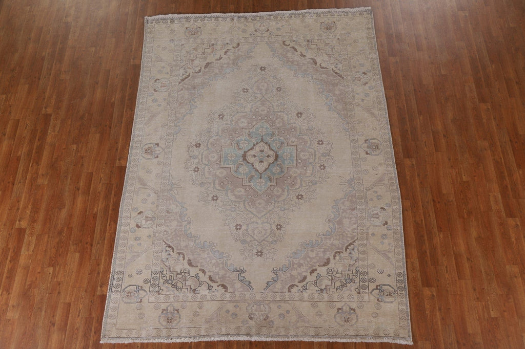 Distressed Tabriz Persian Area Rug 7x9