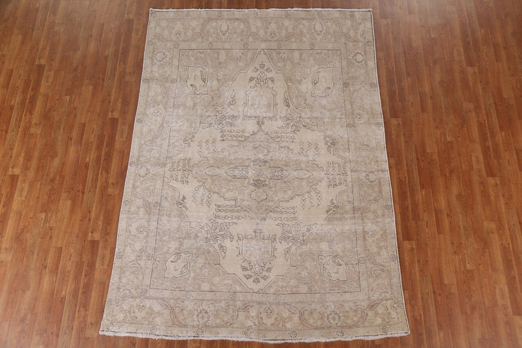 Vintage Distressed Tabriz Persian Area Rug 6x9