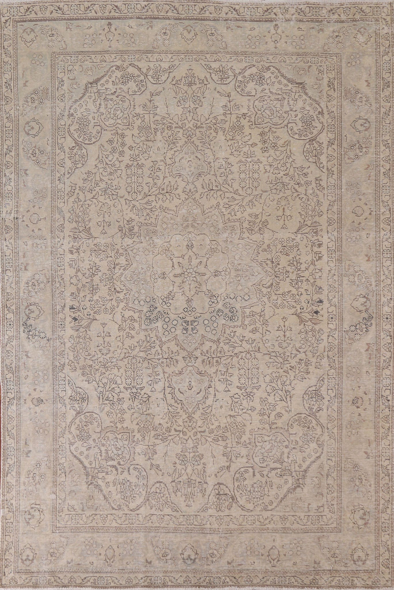 Distressed Muted Tabriz Persian Area Rug 6x9