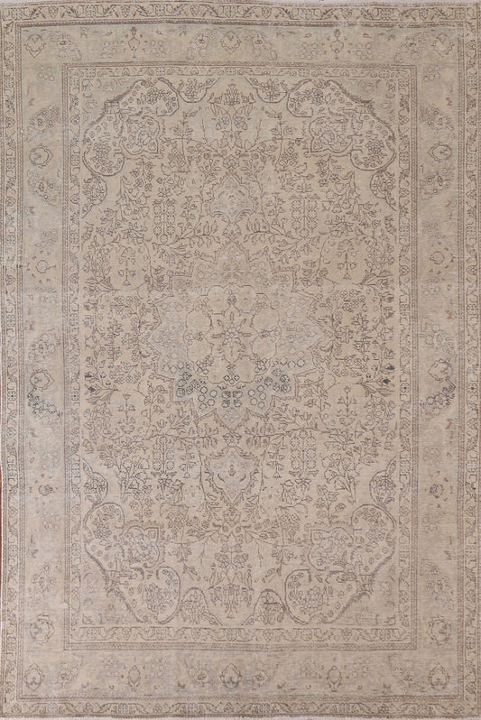 Distressed Muted Tabriz Persian Area Rug 6x9