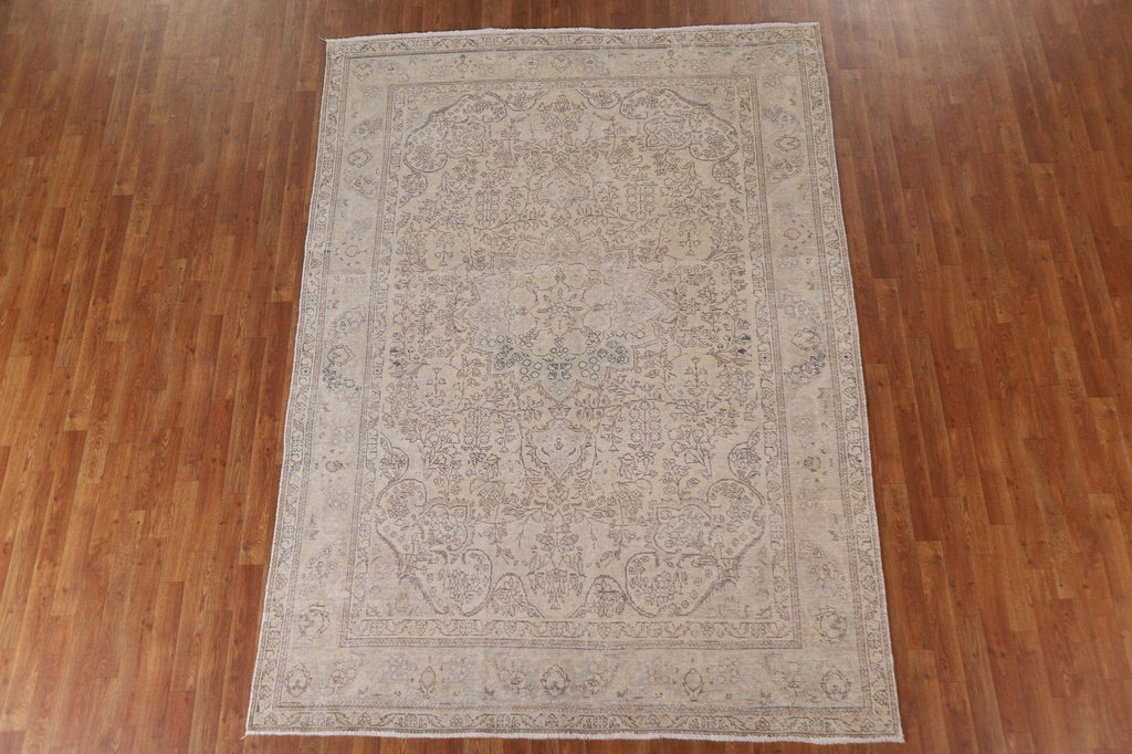 Distressed Muted Tabriz Persian Area Rug 6x9