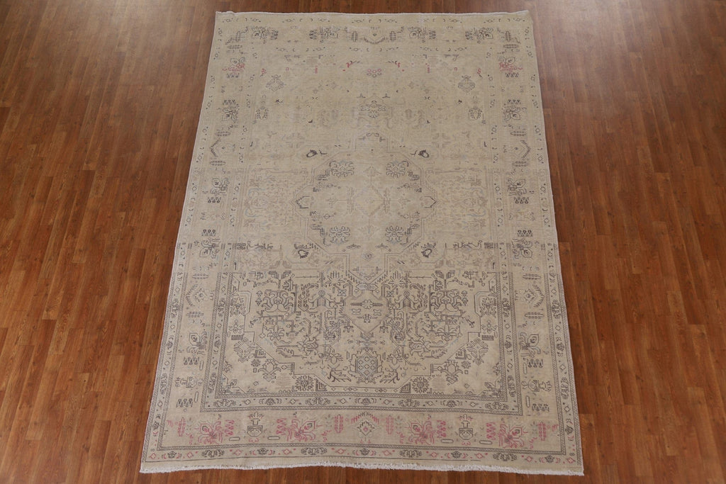 Distressed Tabriz Persian Area Rug 7x10