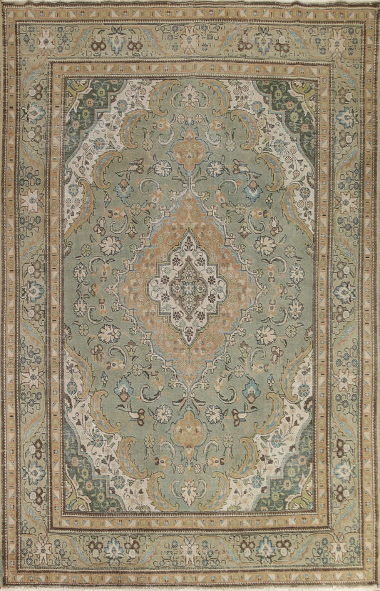 Distressed Over-Dye Tabriz Persian Area Rug 8x11