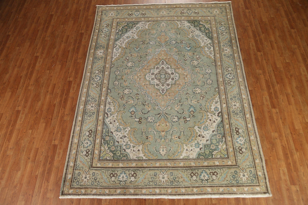 Distressed Over-Dye Tabriz Persian Area Rug 8x11