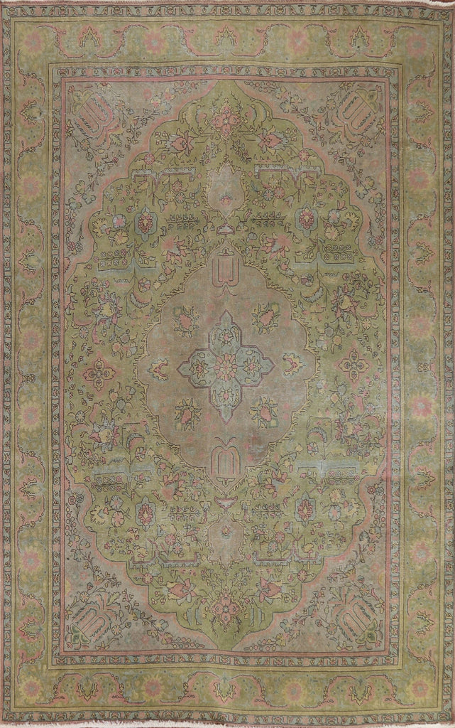 Distressed Over-Dye Tabriz Persian Area Rug 8x11