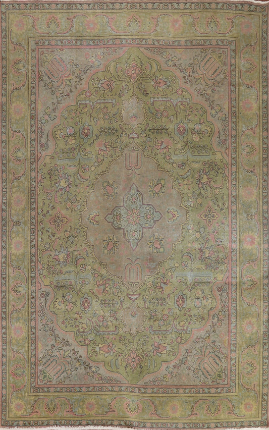 Distressed Over-Dye Tabriz Persian Area Rug 8x11