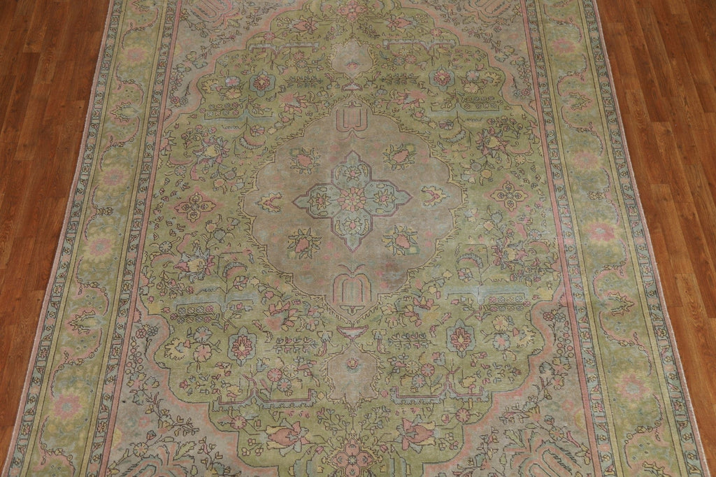 Distressed Over-Dye Tabriz Persian Area Rug 8x11