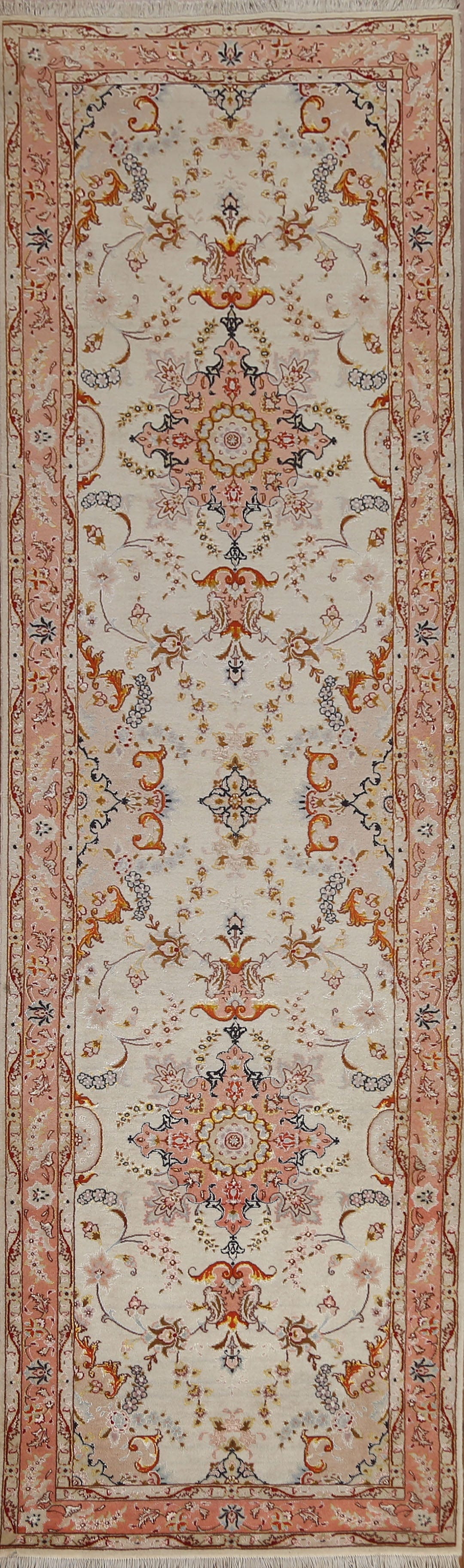 Wool & Silk Tabriz Persian Runner Rug 3x10