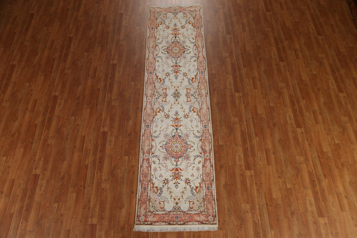 Wool & Silk Tabriz Persian Runner Rug 3x10