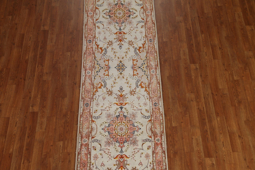 Wool & Silk Tabriz Persian Runner Rug 3x10