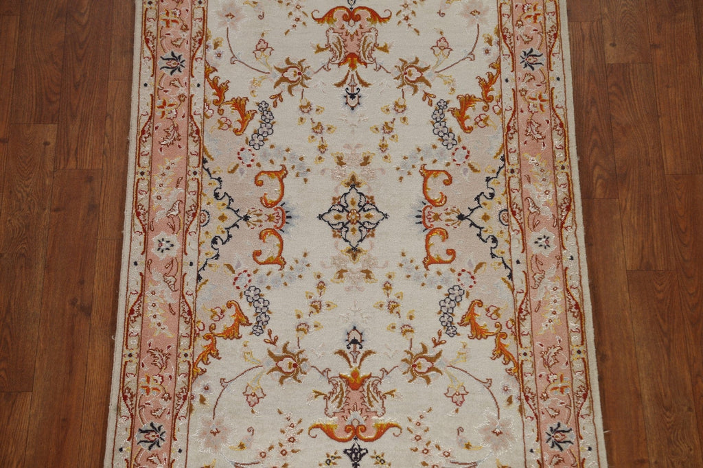 Wool & Silk Tabriz Persian Runner Rug 3x10